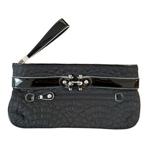 Vera Bradley Black Quilted Bistro Wristlet Clutch 12” X 6” Event Party Holiday
